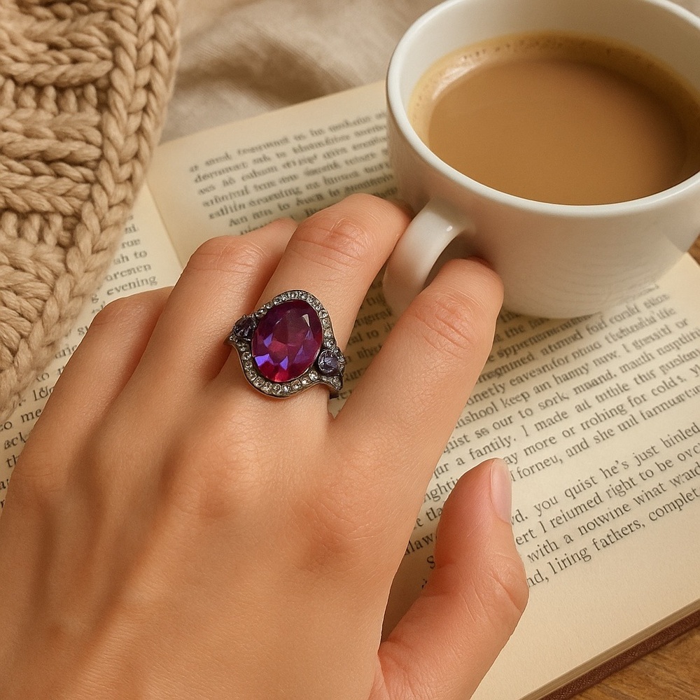 Elegant Purple Gemstone Ring, size 8